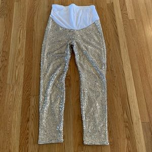 Gold Sequin Maternity Leggings